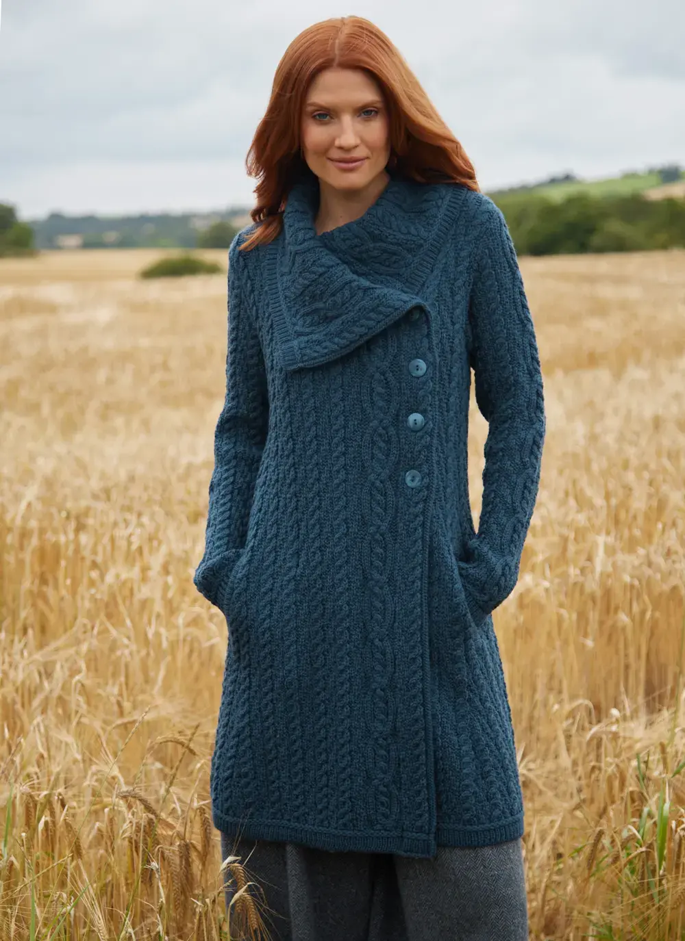 Deirdre Aran Oversized Collar Coatigan